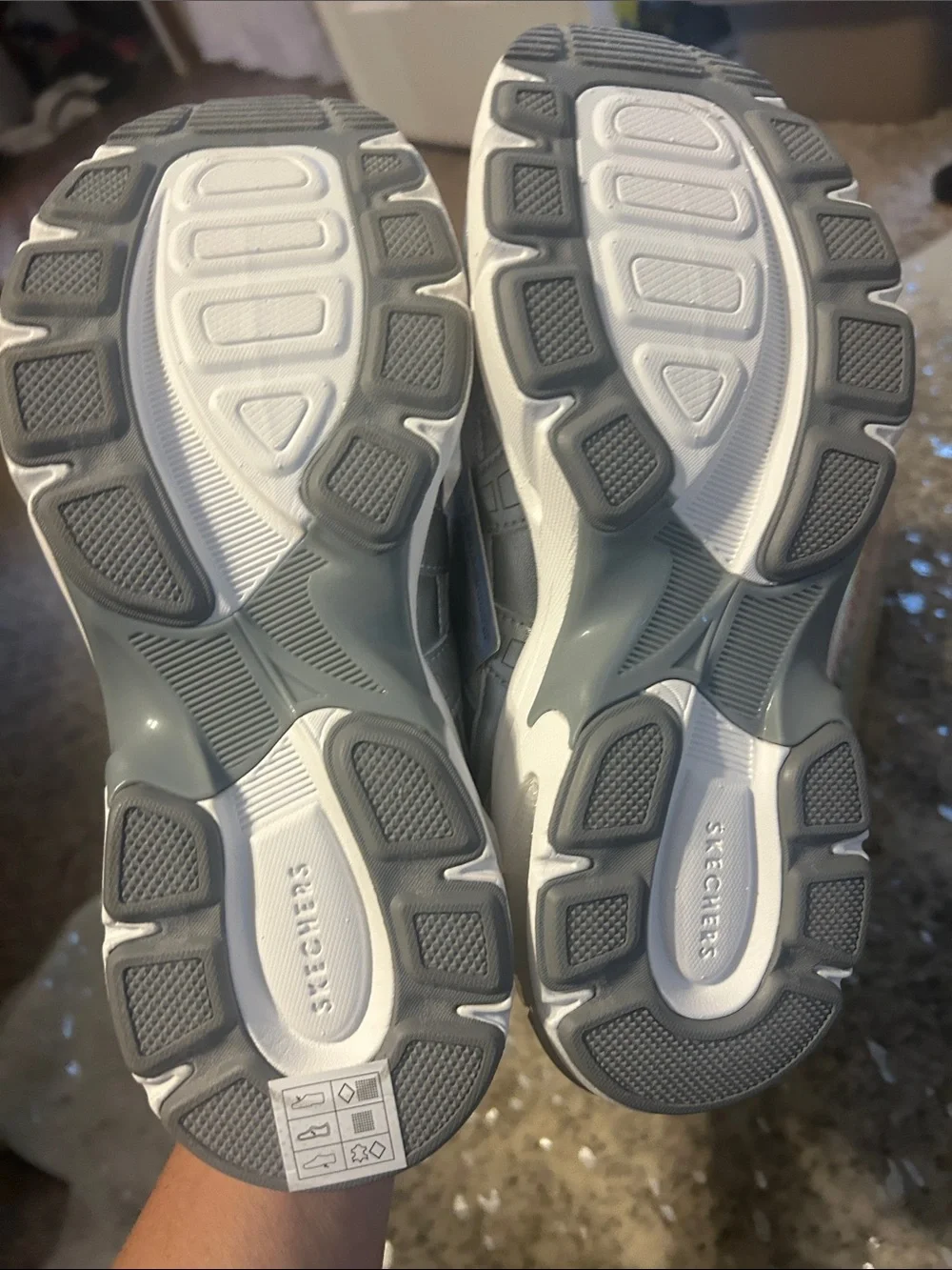 Skechers Women's White Sneakers with Silver Metallic Accents